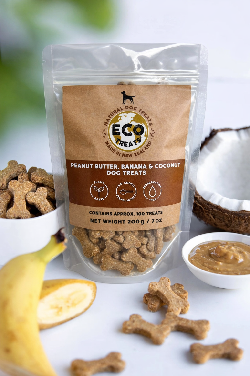 ECO TREATS® 땅콩버터, 바나나 & 코코넛 - 반려견용