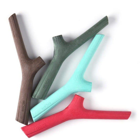 Variety of Eco Treats Recyclable Play Stick Dog Toys in different colors, perfect for dogs of all sizes, made from sustainable materials for long-lasting play.